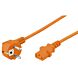 Stromkabel mit Schukostecker und  Gerätebuchse C13 – Orange - 3 Meter
