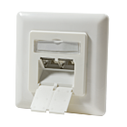 Dose Unterputz Vertikal Cat. 6/ Class E zweifach, geschirmt, 2 x RJ45 Elfenbein