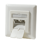 Dose Unterputz Cat. 6a/ Class E zweifach, geschirmt, 2 x RJ45 Elfenbein