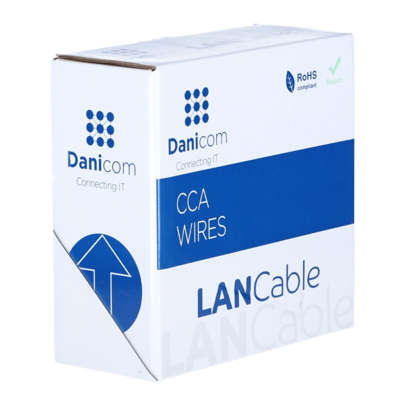 CAT5e U/UTP 50m kabel auf Rolle starr grau CCA