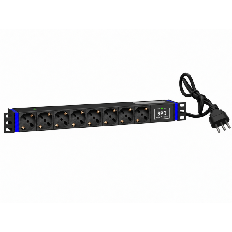19 Zoll 8-fach Steckdosenleiste - Surge Protection Device - Italien