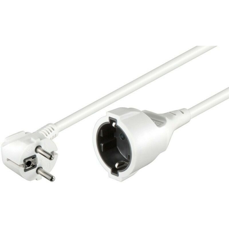 Stromkabel mit Schuko Stecker und Busche – Weiß – 10 Meter - Verlängerung