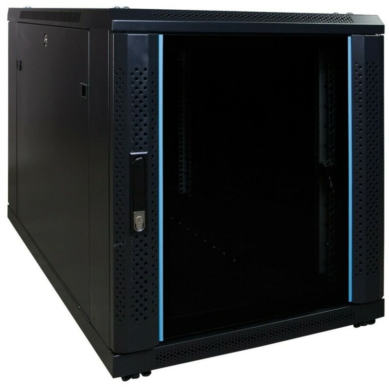 12 HE, kleiner Serverschrank, mit Glastür (BxTxH) 600 x 1000 x 720 mm
