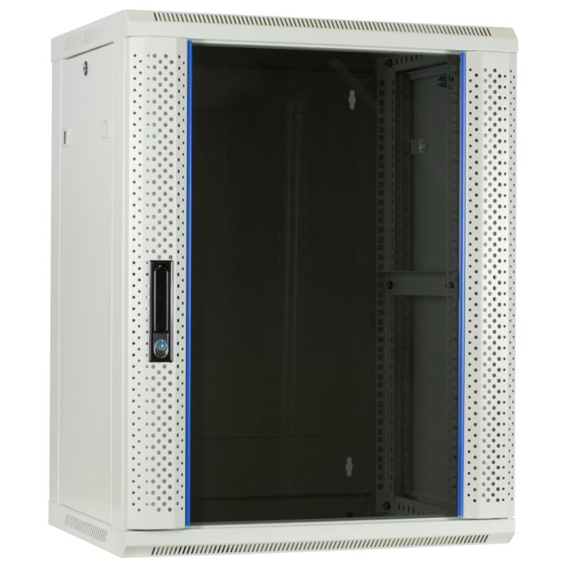15 HE Serverschrank, Wandgehäuse, mit Glastür, Weiß, (BxTxH) 600 x 450 x 770mm
