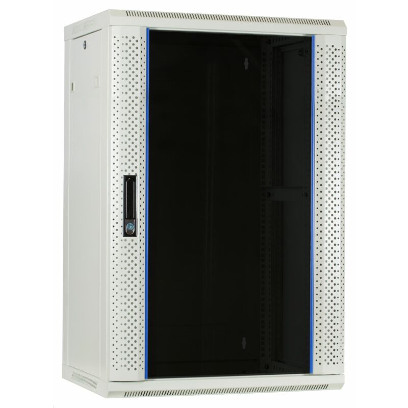 18 HE Serverschrank, Wandgehäuse, mit Glastür, Weiß, (BxTxH) 600 x 450 x 900mm