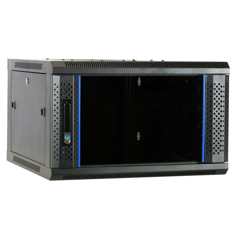 6 HE Serverschrank, Wandgehäuse, mit Glastür (BxTxH) 600 x 600 x 368mm