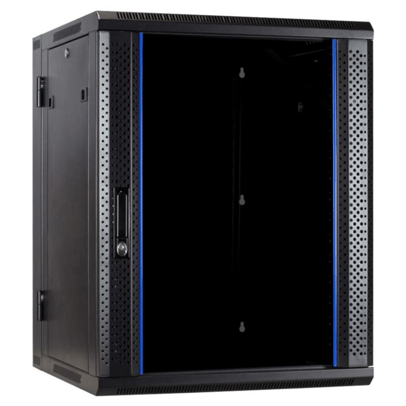18 HE Serverschrank, wendbares Wandgehäuse mit Glastür (BxTxH) 600 x 600 x 900mm