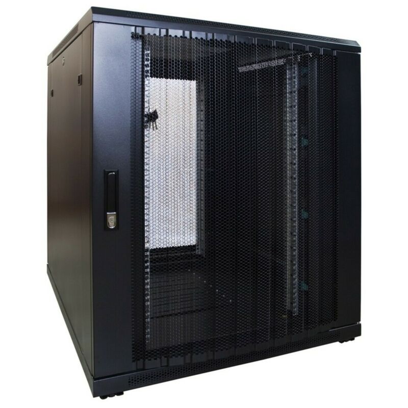 18 HE 19” Serverschrank, mit perforierter Fronttür (BxTxH) 800 x 1000 x 1000 mm