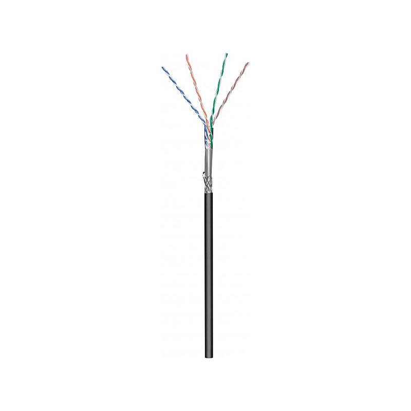 CAT6 SF/UTP 50m outdoor Netzwerkkabel auf Spule gewickelt starrleiter Schwarz CCA