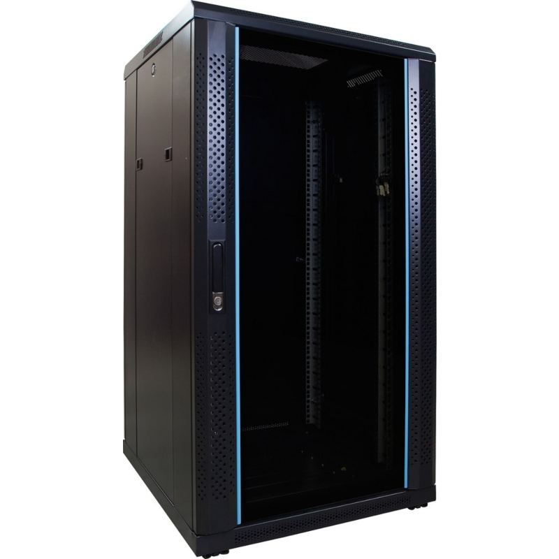 22 HE 19” Serverschrank, mit Glastür (BxTxH) 600 x 600 x 1200mm