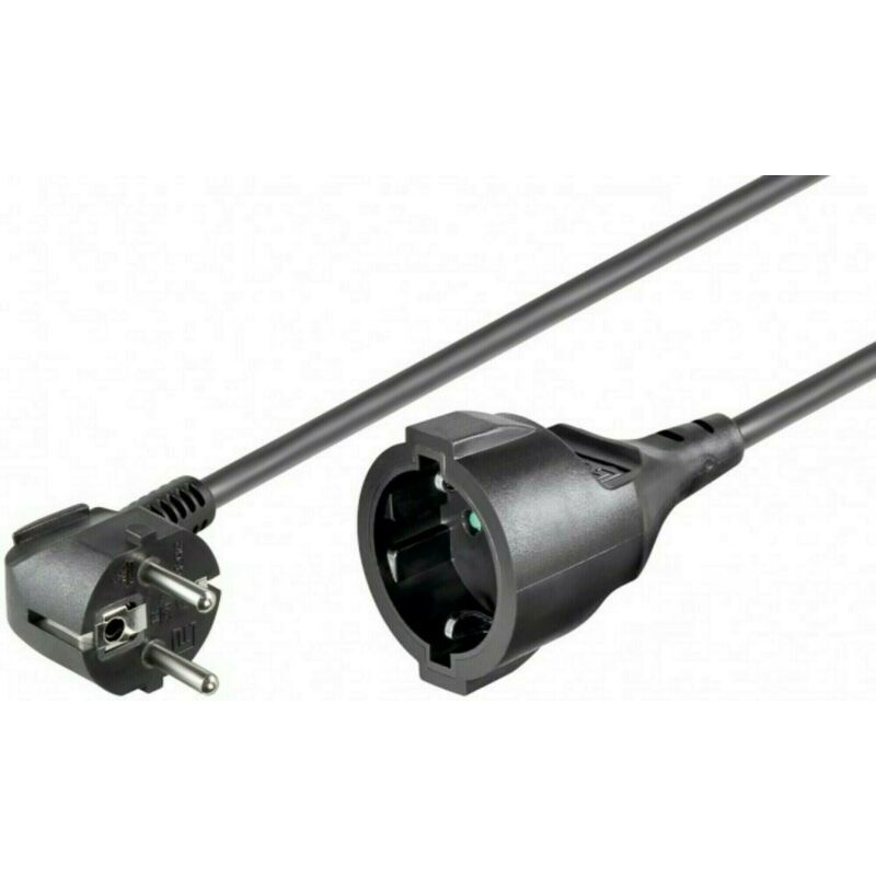 Stromkabel mit Schukostecker und Schukobuchse – Schwarz – 5 Meter