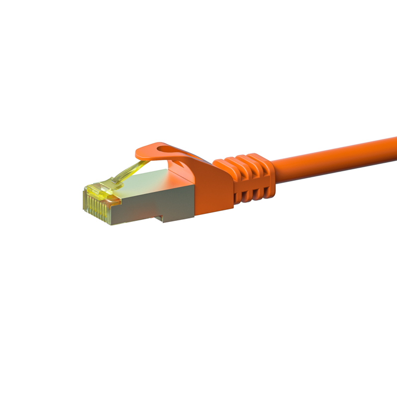 RJ45 Netzwerkkabel S/FTP (PiMF), mit CAT 7 Rohkabel, Orange, 1,50m