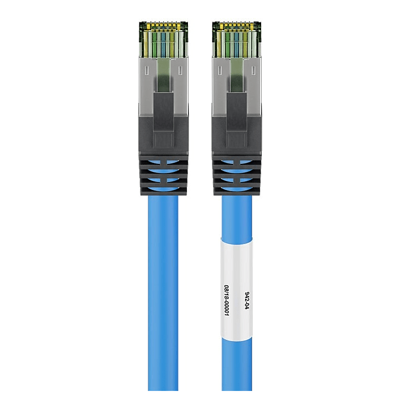 RJ45 Netzwerkkabel S/FTP (PiMF), mit CAT 8 Rohkabel, Blau, 0,25m