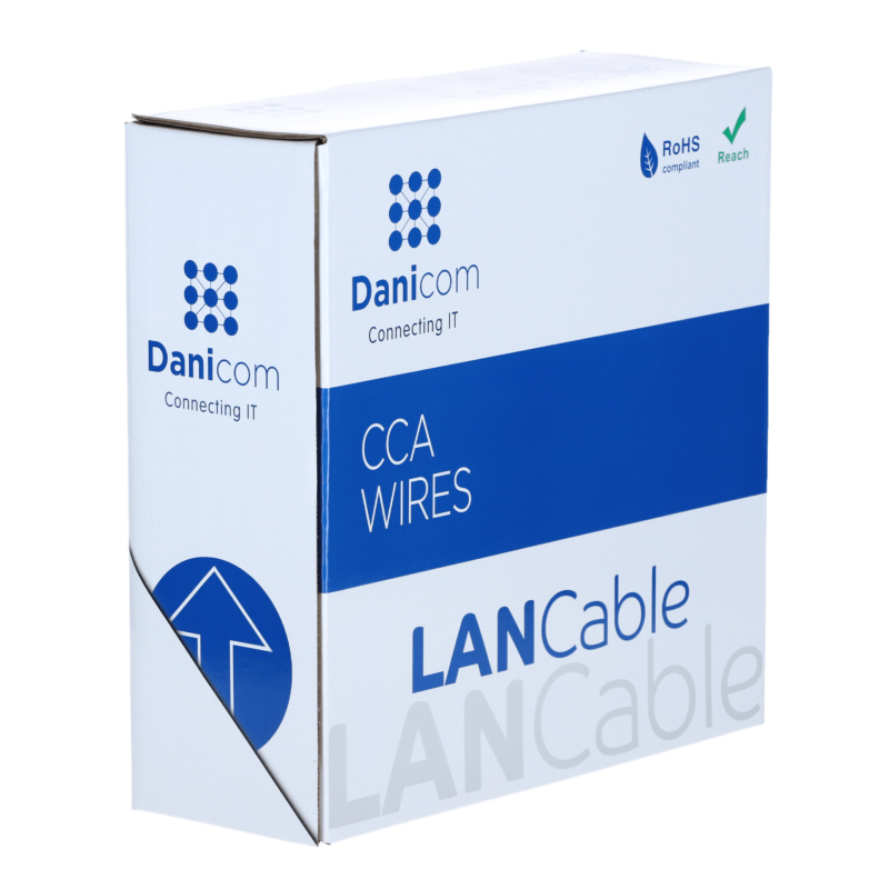 CAT5e Netzwerkkabel, F/UTP, AWG 24/1 (Starrleiter), 100 Meter, Grau, CCA