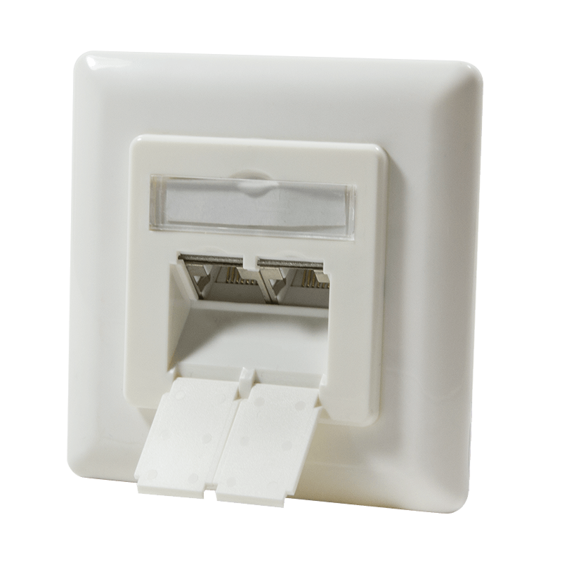 Dose Unterputz Cat. 6/ Class E zweifach, geschirmt, 2 x RJ45 Elfenbein