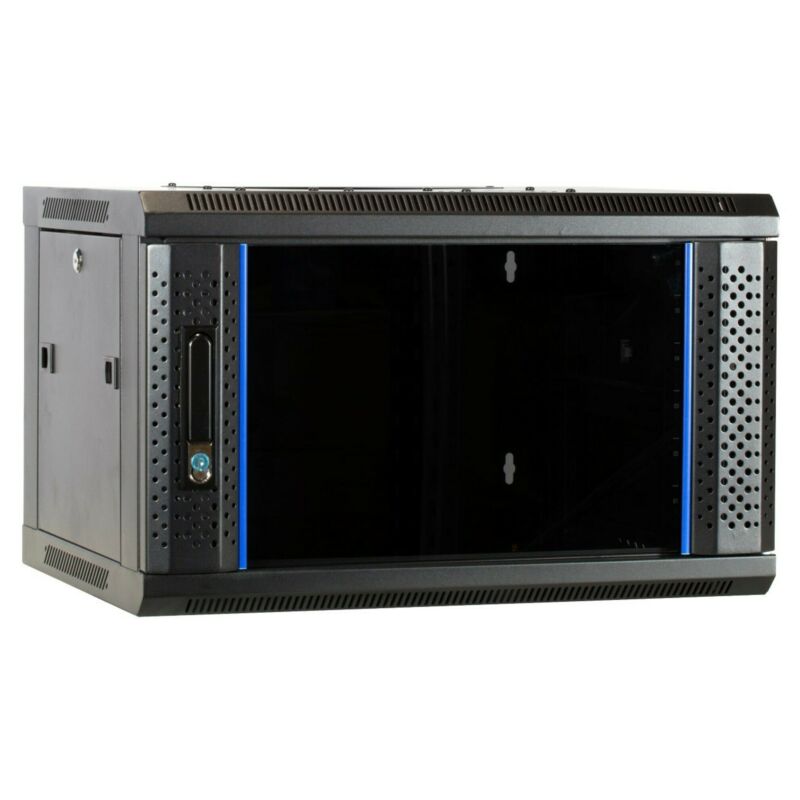 6 HE Serverschrank, Wandgehäuse, mit Glastür (BxTxH) 600 x 450 x 367mm
