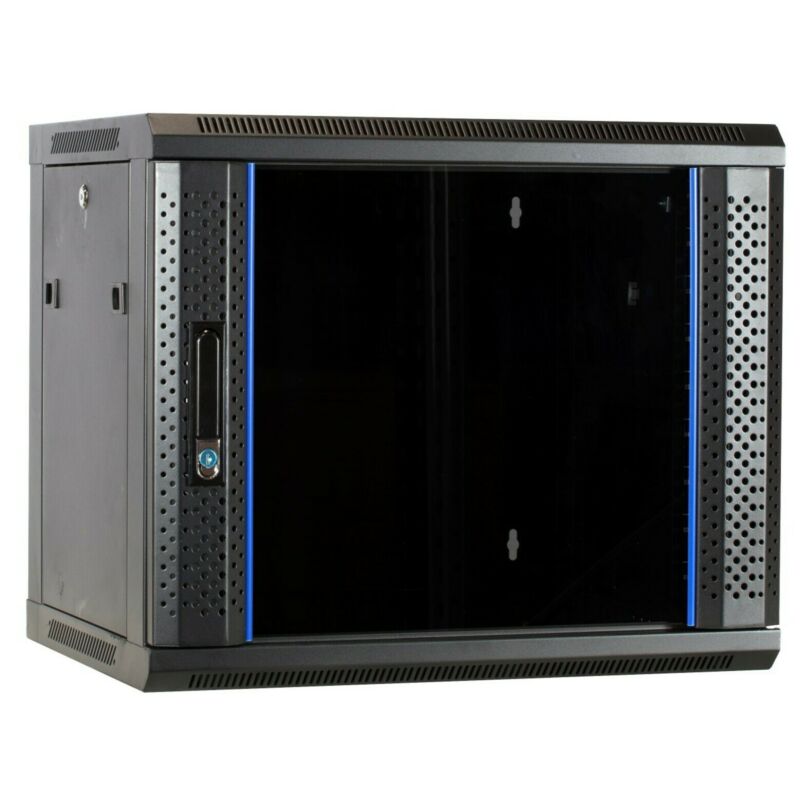 9 HE Serverschrank, Wandgehäuse, mit Glastür (BxTxH) 600 x 450 x 500mm
