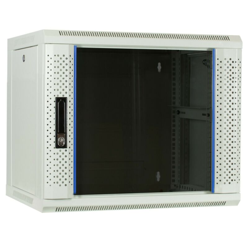 9 HE Serverschrank, Wandgehäuse, mit Glastür, Weiß, (BxTxH) 600 x 450 x 500mm