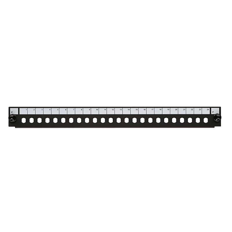 Frontplatte ST 24-Port schwarz Simplex, geeignet für universelle Glasfaserablage