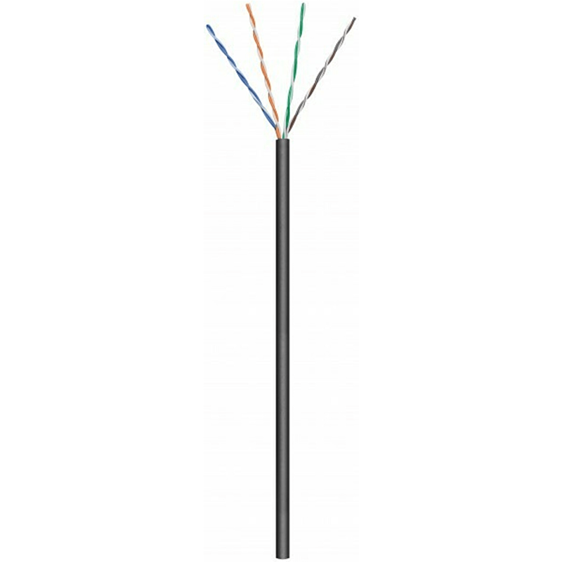 CAT6 Outdoor Netzwerkkabel, U/UTP, AWG 24/7 (Flexibel), 100 Meter, Schwarz, CCA