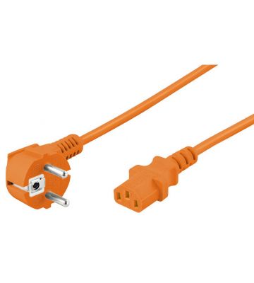 Netzkabel mit Schukostecker – C13-Kupplung – Orange – 2 Meter