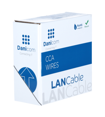 CAT5e Netzwerkkabel, U/UTP, AWG 24/1 (Starrleiter), 100 Meter, Grau, CCA