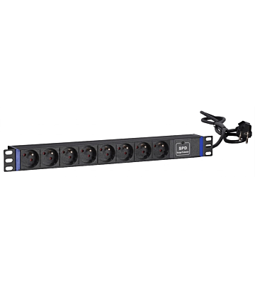 19” Steckdosenleiste - 8-fach - Surge Protection Device mit Erdungsstift