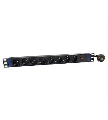 19" Steckdosenleiste - 8-fach - Master Overload mit Erdungsstift