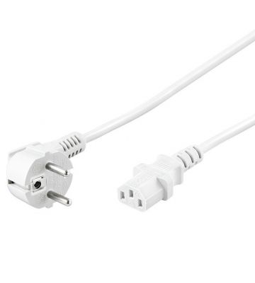 Netzkabel mit Schukostecker – C13-Kupplung – Weiß –3 Meter
