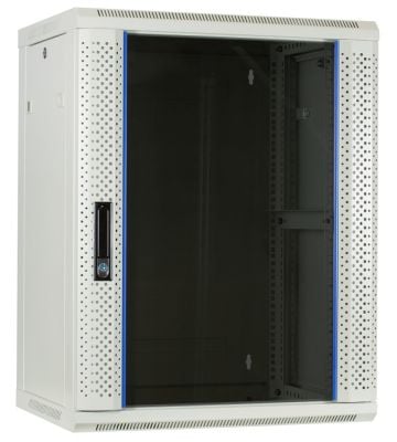 15 HE Serverschrank, Wandgehäuse, mit Glastür, Weiß, (BxTxH) 600 x 450 x 770mm 
