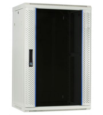 18 HE Serverschrank, Wandgehäuse, mit Glastür, Weiß, (BxTxH) 600 x 450 x 900mm 
