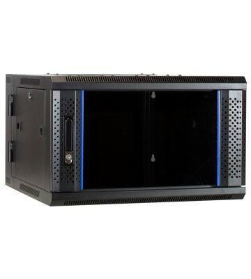 6 HE Serverschrank, wendbares Wandgehäuse mit Glastür (BxTxH) 600 x 600 x 368mm