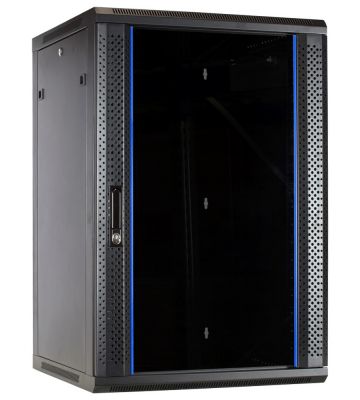 18 HE Serverschrank, Wandgehäuse mit Glastür (BxTxH) 600 x 600 x 900mm