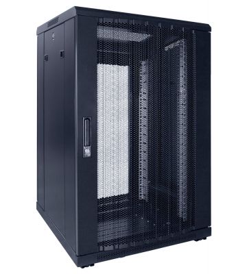 18 HE 19” Serverschrank, mit perforierter Fronttür (BxTxH) 600 x 600 x 1000mm 