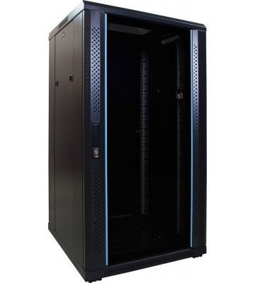 22 HE 19” Serverschrank, mit Glastür (BxTxH) 600 x 600 x 1200mm 