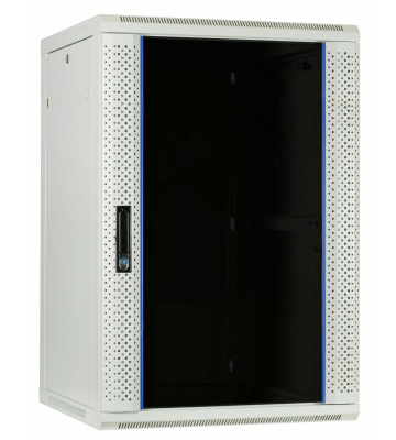 22 HE Serverschrank, Wandgehäuse mit Glastür (BxTxH) 600 x 600 x 1100mm weiß