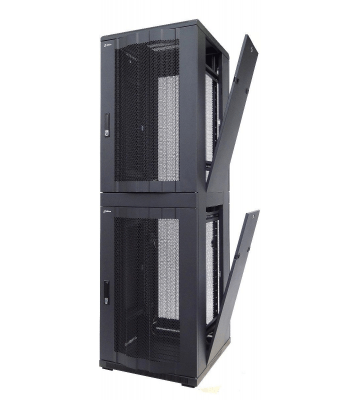 42 HE Serverschrank, mit perforierter Tür – 2x20 HE Fächer, (BxTxH) 600x600x2000mm