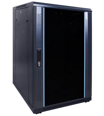 18 HE 19” Serverschrank, mit Glastür (BxTxH) 600 x 800 x 1000mm 