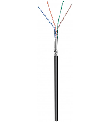 CAT6 Outdoor Netzwerkkabel, S/FTP, AWG 26/7 (Flexibel), 100 Meter, Schwarz, CCA