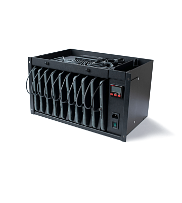 6HE 19” Laptopschrank mit Premium Scalergy-Tab Tablet-Einschub für 10 Devices bis 11 Zoll 