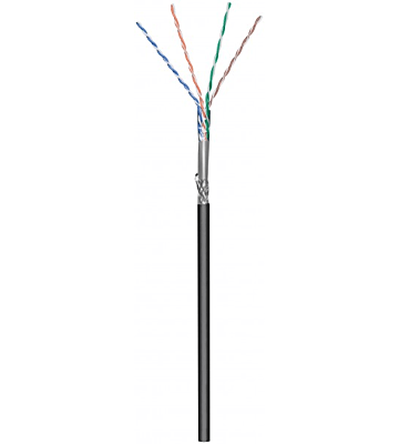 CAT6 SF/UTP 50m outdoor Netzwerkkabel auf Spule gewickelt starrleiter Schwarz CCA