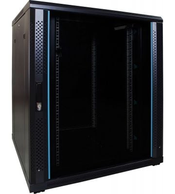 18 HE 19” Serverschrank, mit Glastür (BxTxH) 800 x 800 x 1000mm 