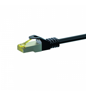 RJ45 Netzwerkkabel S/FTP (PiMF), mit CAT 7 Rohkabel, Schwarz, 0,25m