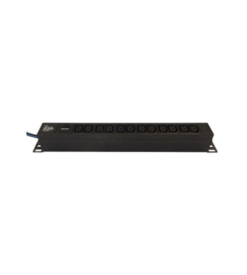 12-fach Steckdosenleiste mit C13-Anschlüssen, Spannungsanzeige und Überspannungsschutz, 19 Zoll.