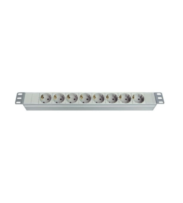 19-Zoll-Steckdosenleiste, 8-fach, ohne Schalter, 2 m Kabel, weiß