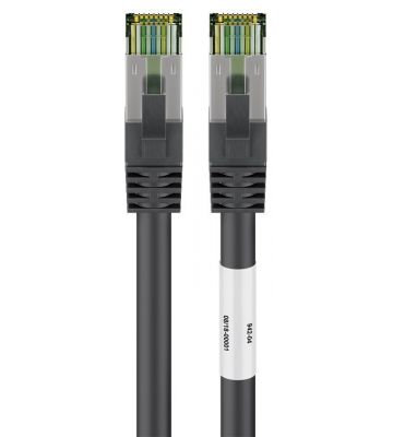 RJ45 Netzwerkkabel S/FTP (PiMF), mit CAT 8 Rohkabel, Schwarz, 0,25m