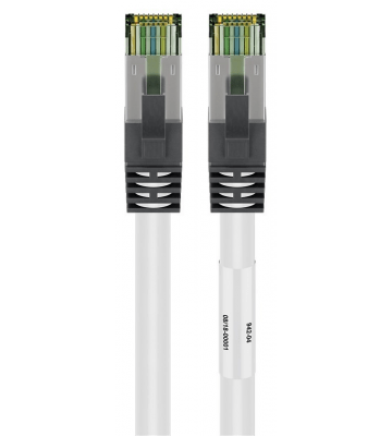 RJ45 Netzwerkkabel S/FTP (PiMF), mit CAT 8 Rohkabel, Weiß, 3m