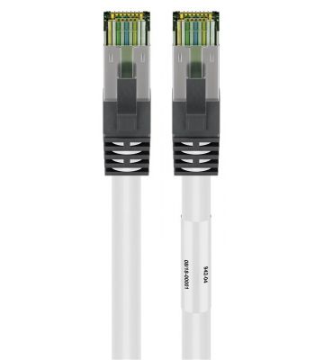 RJ45 Netzwerkkabel S/FTP (PiMF), mit CAT 8 Rohkabel, Weiß, 0,25m