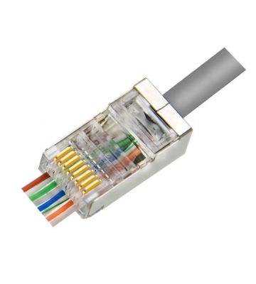 CAT5e Pass Through RJ45 Netzwerkstecker - geschirmt - für Starrleiter und flexible Kabel