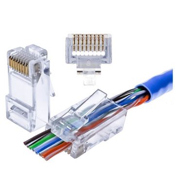 CAT5e Pass Through RJ45 Netzwerkstecker - ungeschirmt - für Starrleiter und flexible Kabel